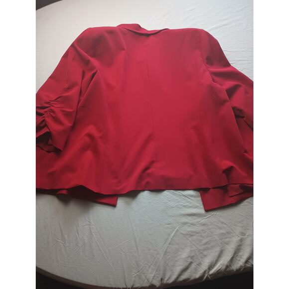 Worthington Red Plus Size Blazer Women Size 3X Ruched Sleeves Festive - Picture 7 of 7